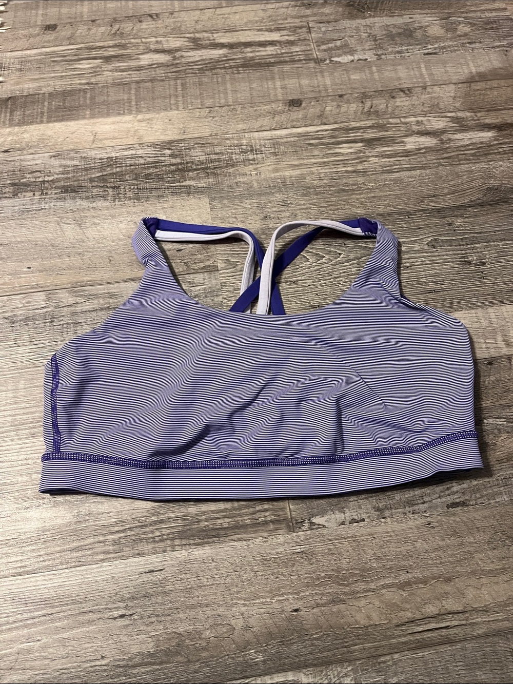 Lulu Lemon Purple & White Striped Energy Bra